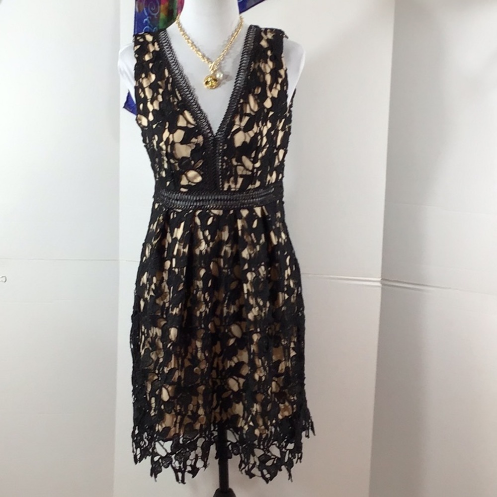 Romeo & Juliet black crochet lace date dress S